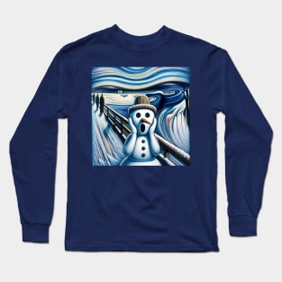 Frosty Frenzy: The Snowman’s Scream Long Sleeve T-Shirt